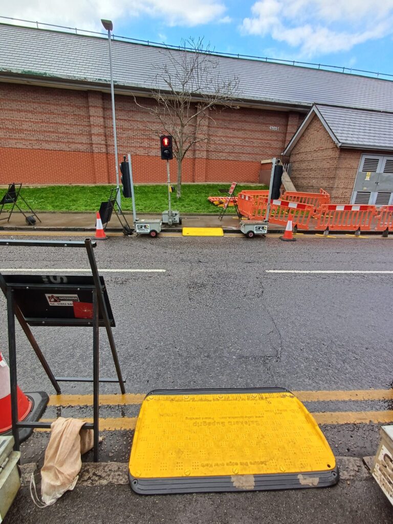 Roadworks at the junction of Hatfield Road and Sutton Road in Fleetville.