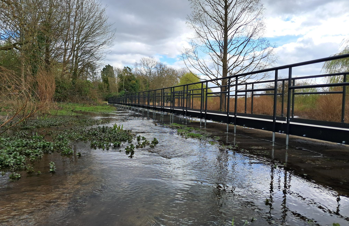 The new footpath in Bell Meadow, Verulamium Park.