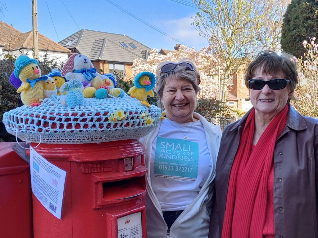 Nikki Marriott and Pauline Hurford's Easter postbox topper in Abbey Avenue.