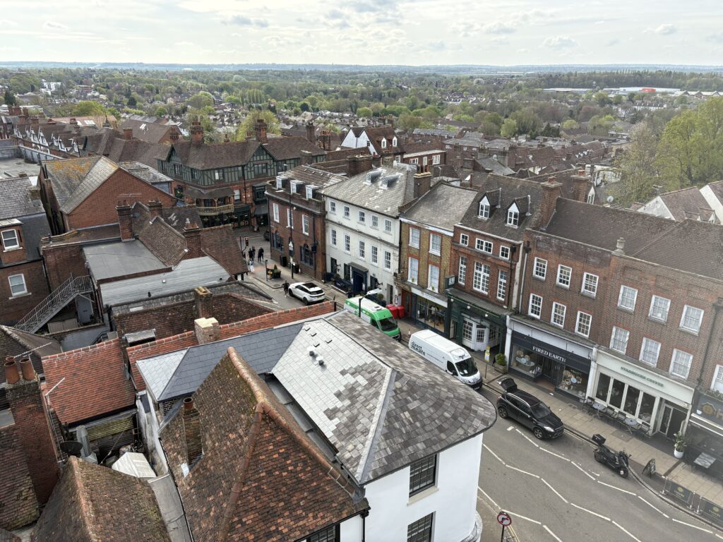 A view from the top of St Albans Clock Tower.