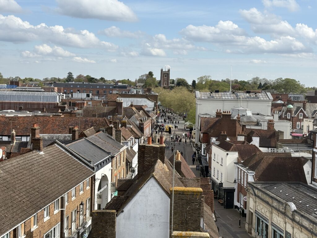 A view from the top of St Albans Clock Tower.