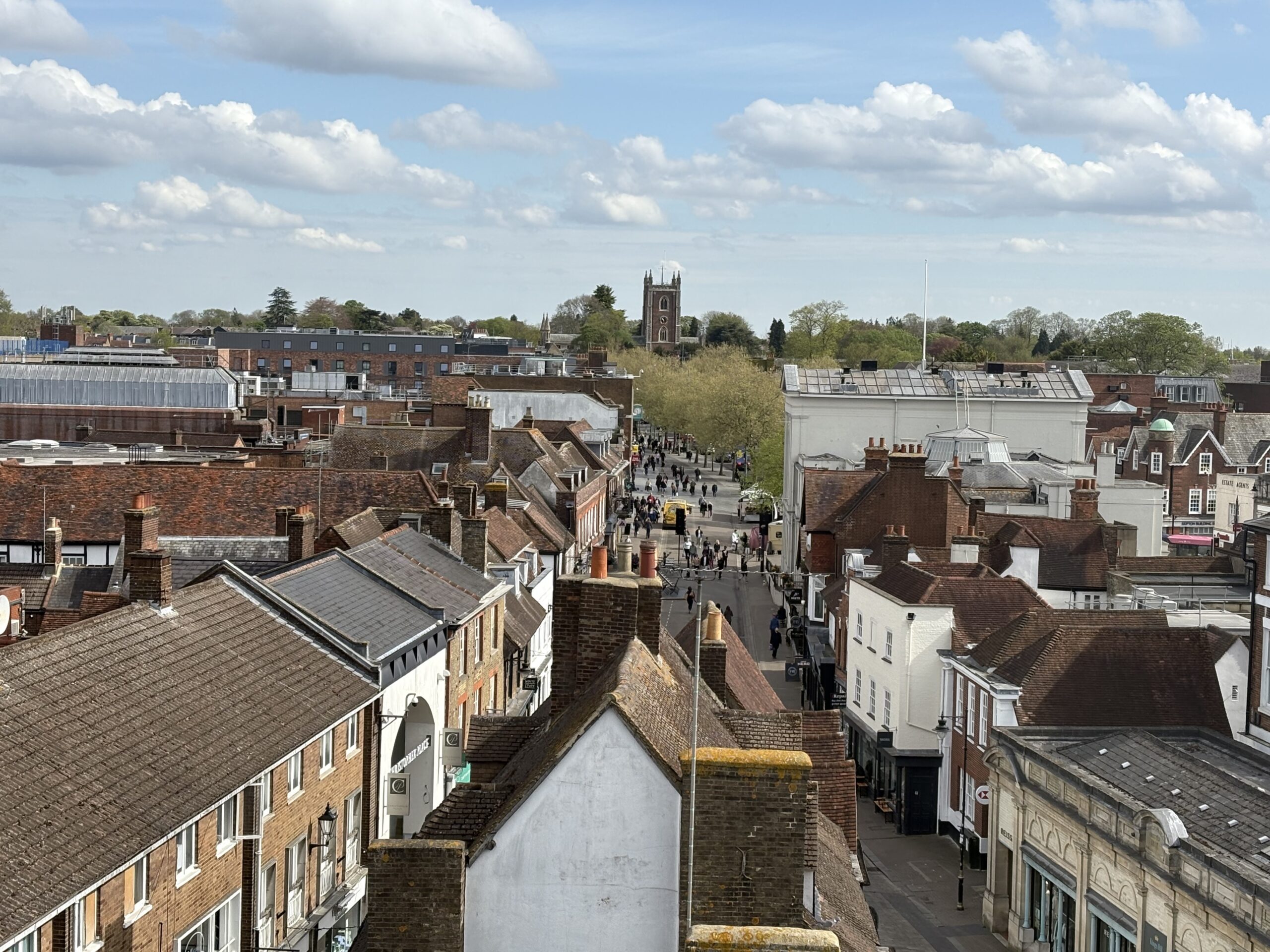 A view from the top of St Albans Clock Tower.