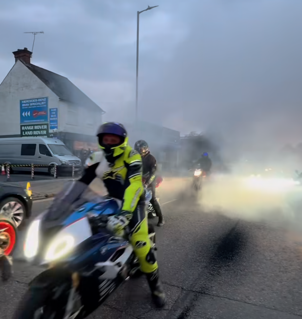 Thick fumes and revving engines in Hatfield Road on Friday evening.