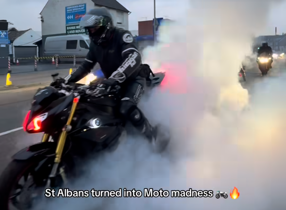 Thick fumes and revving engines in Hatfield Road on Friday evening.
