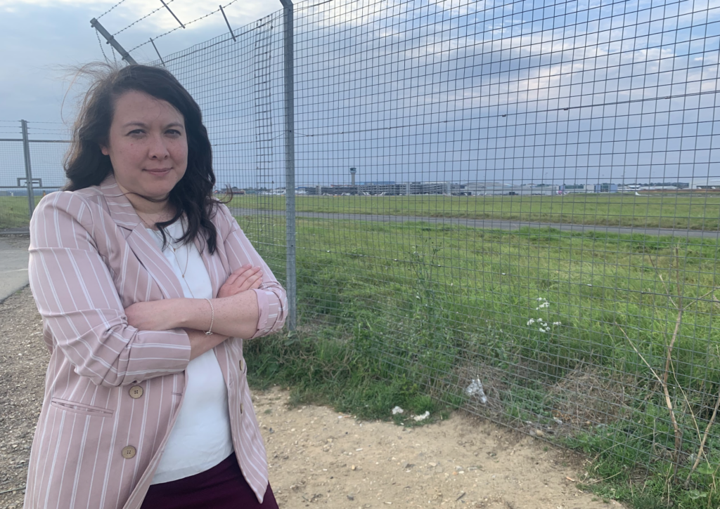 Victoria Collins at Luton Airport
