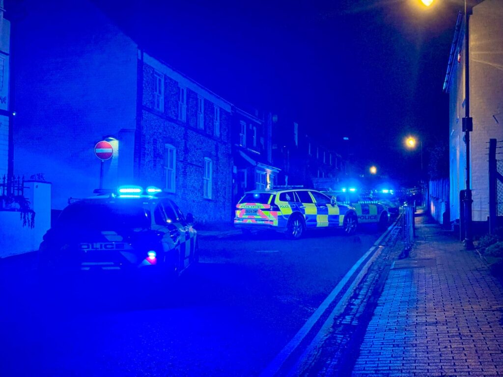 Flipped car in Old London Road. Photo: Toby Shepheard.