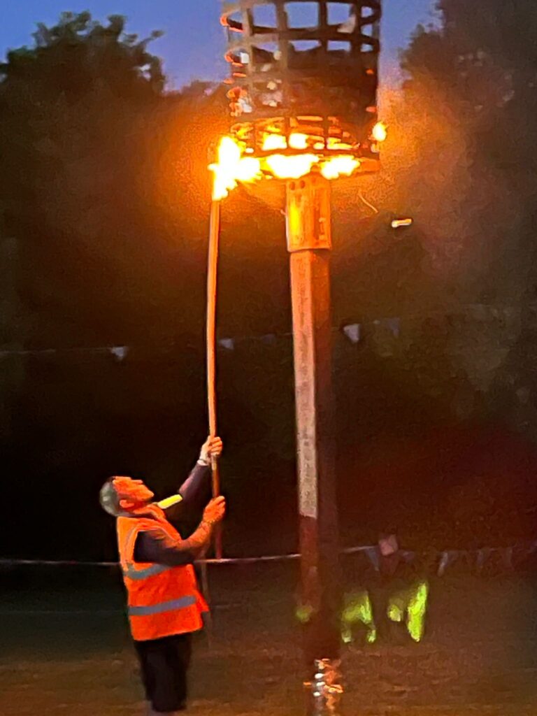 The beacon lighting at Highfield Park. Photo: Highfield Park Trust