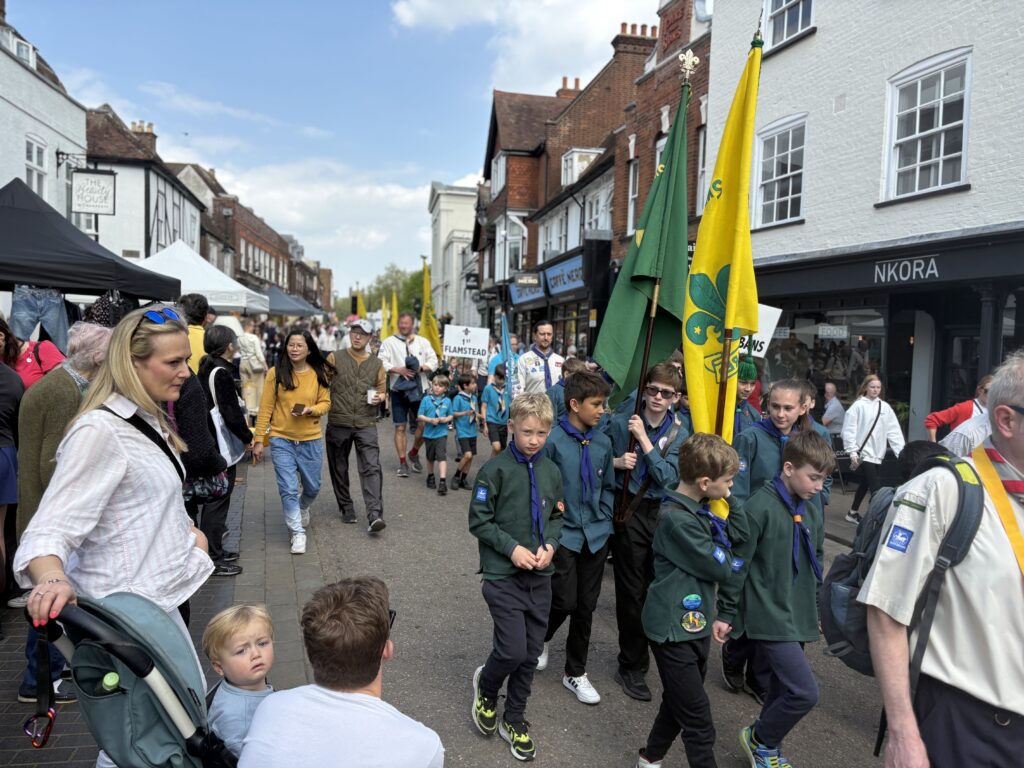 St Albans Scouts and Guides' St George's Day parade.