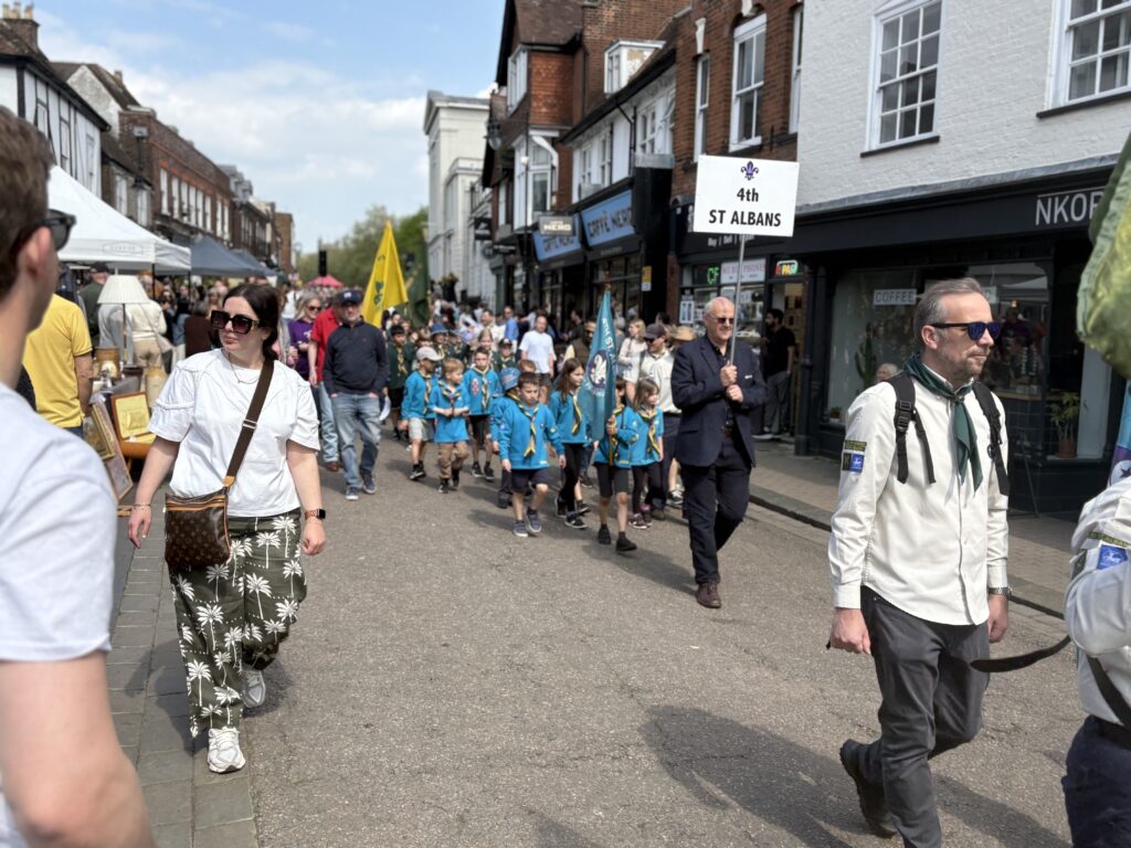 St Albans Scouts and Guides' St George's Day parade.