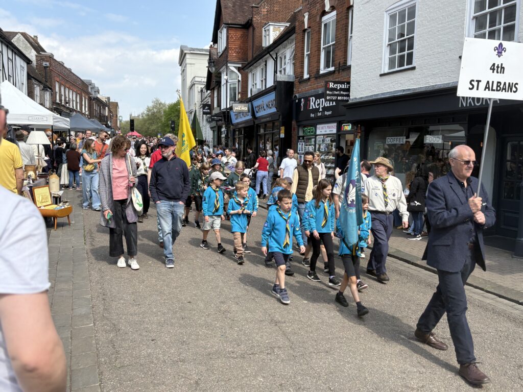 St Albans Scouts and Guides' St George's Day parade.