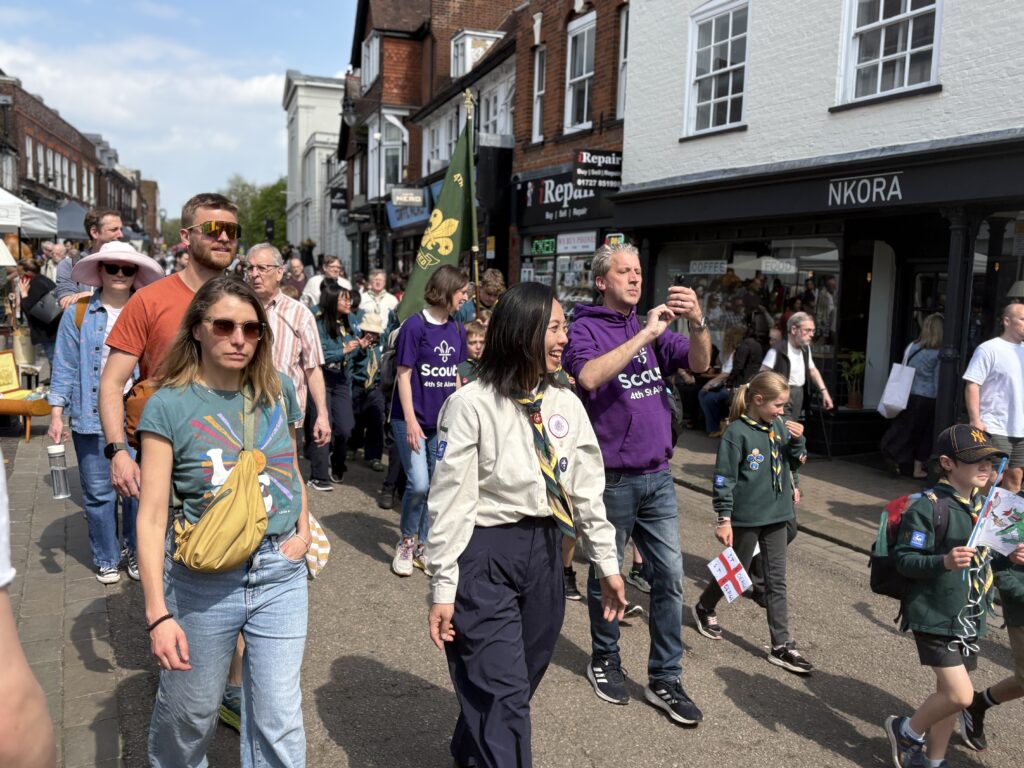 St Albans Scouts and Guides' St George's Day parade.