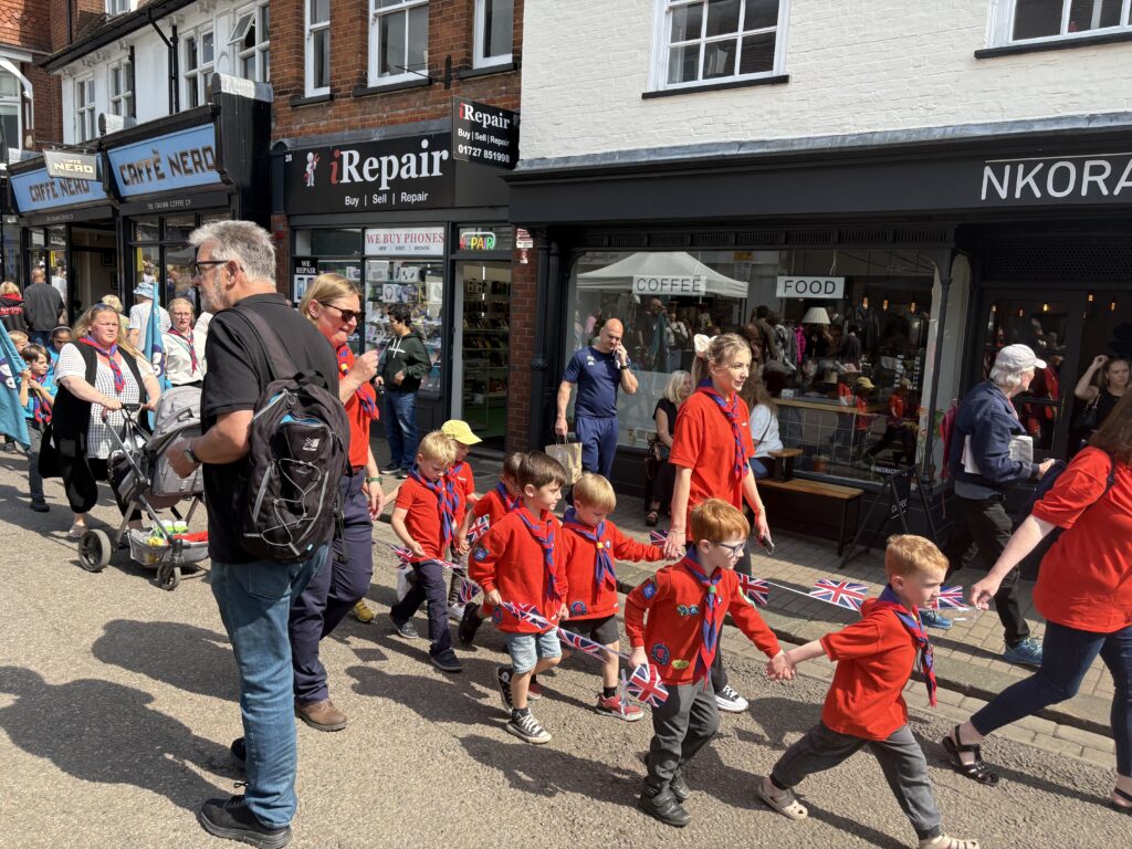 St Albans Scouts and Guides' St George's Day parade.