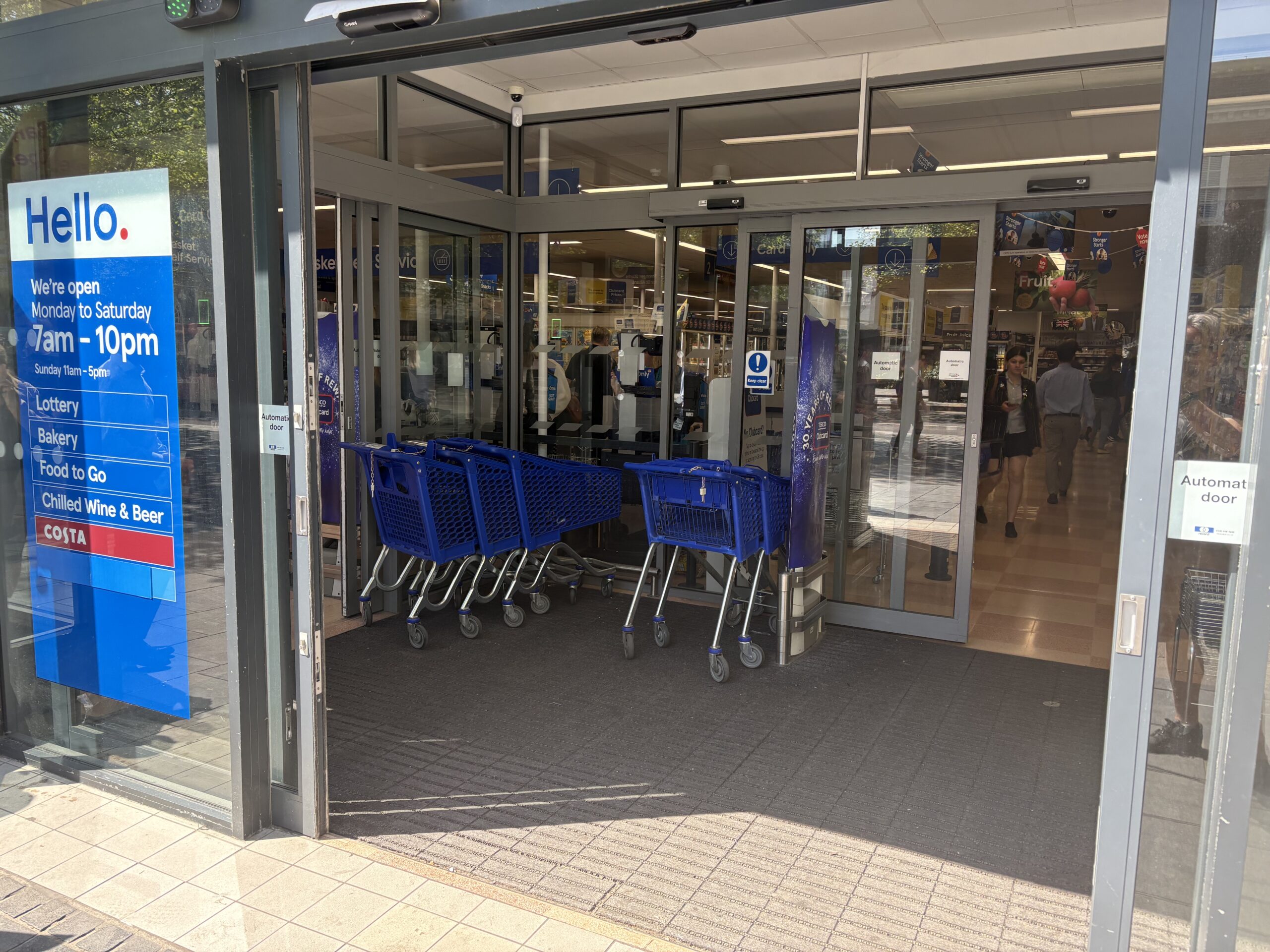 The former location of the soft plastics recycling cage at Tesco Metro.