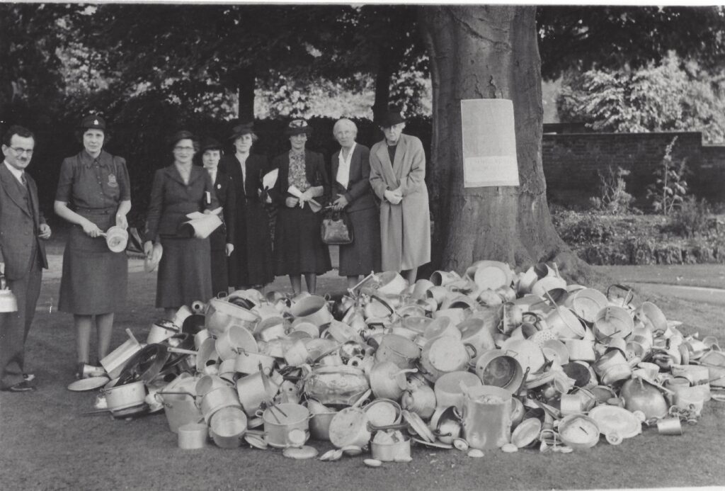 Salvage collection at Harpenden Hall, 1940s