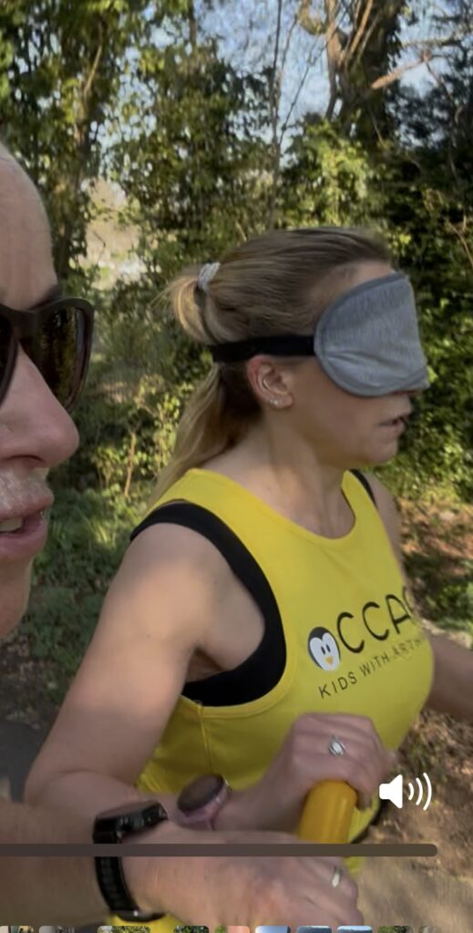 Lindsey running blindfold