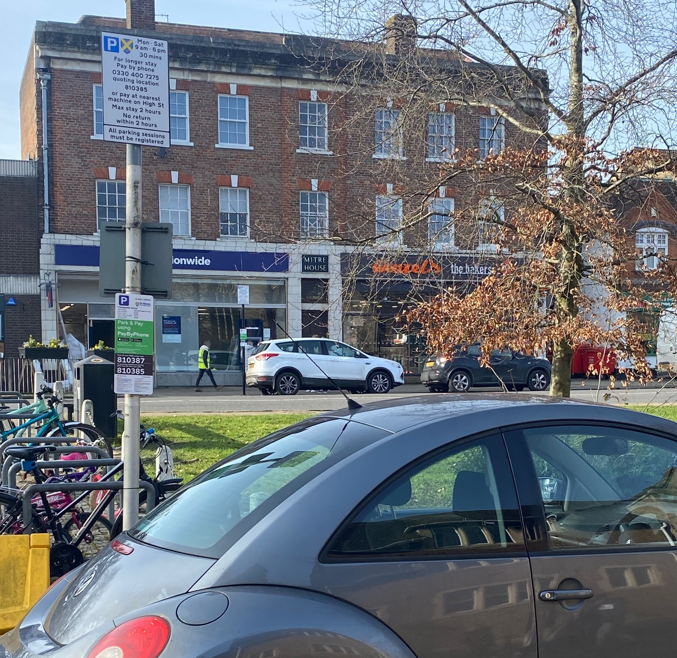On-street parking sign in Harpenden