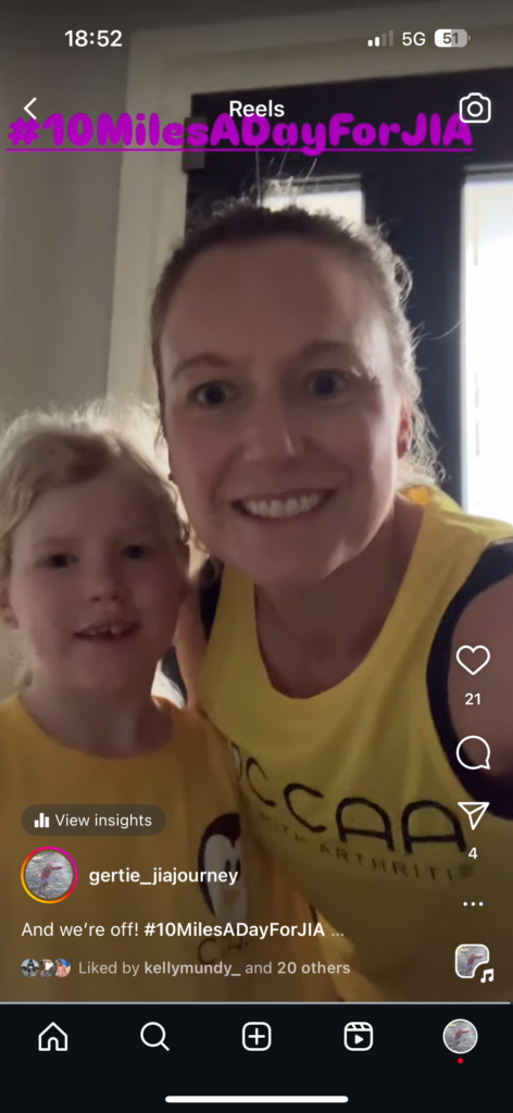 Gertie has been supporting her mum’s efforts throughout the challenge.