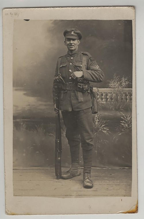 A soldier of World War One in uniform. Photo: St Albans Museums