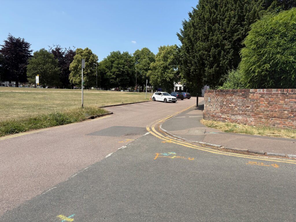 On-street parking spaces in Harpenden.