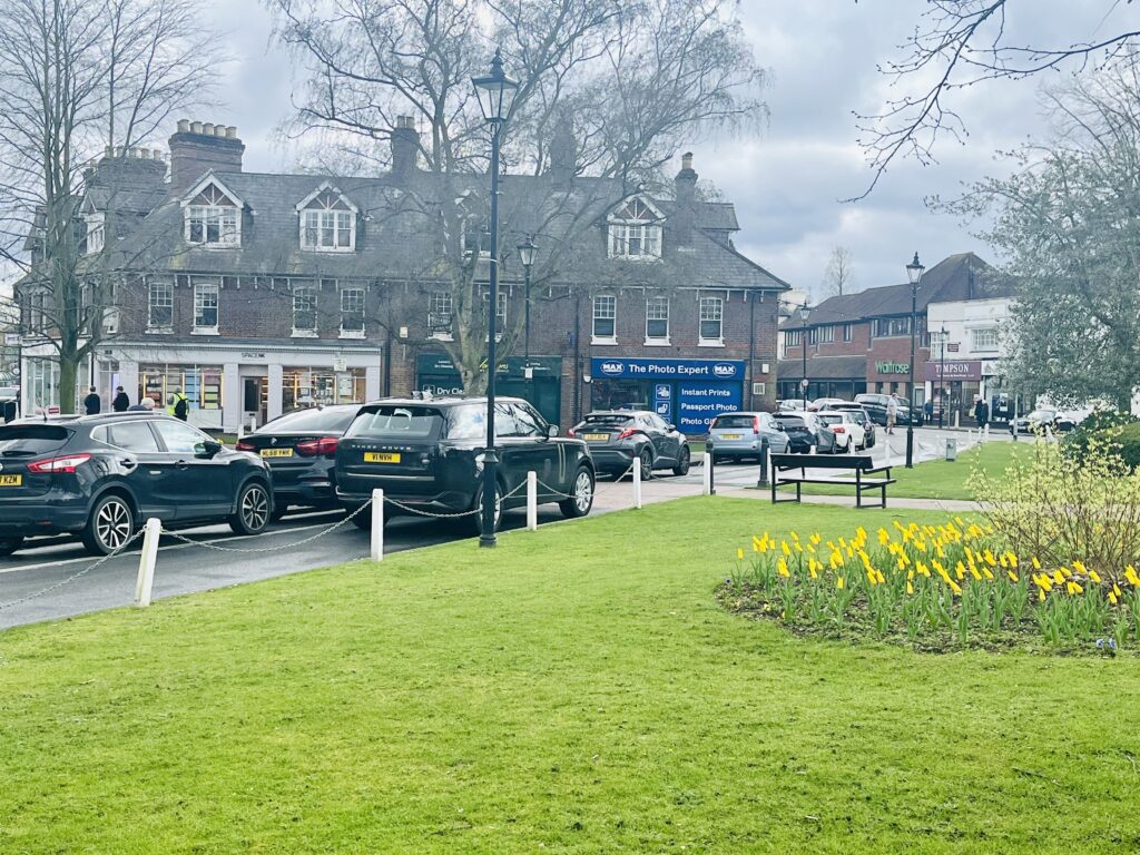 On-street parking spaces in Harpenden.
