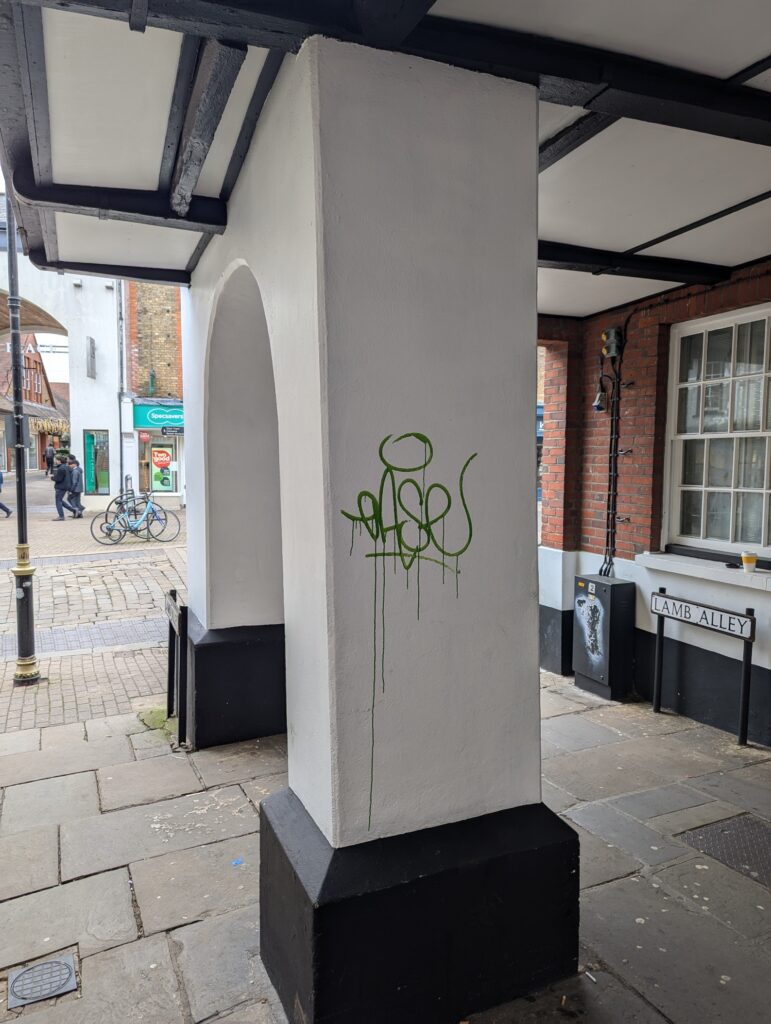 The pillar before the mural was installed.