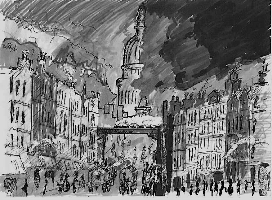Set backdrop pictures drawn by the director Martin Goodman.