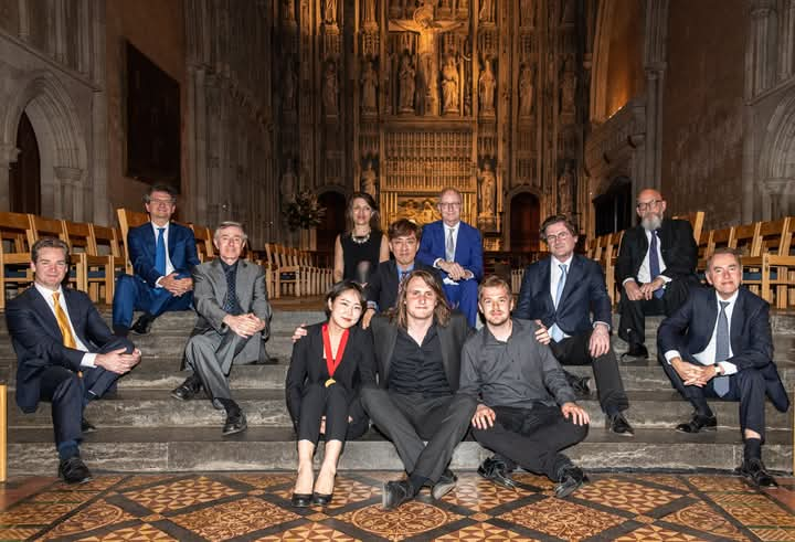 Annie Brewster with the winners of the 2019 Festival