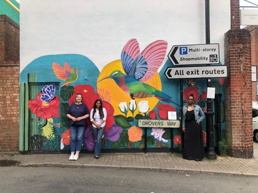 The mural at the junction of Drovers Way and Waddington Road.