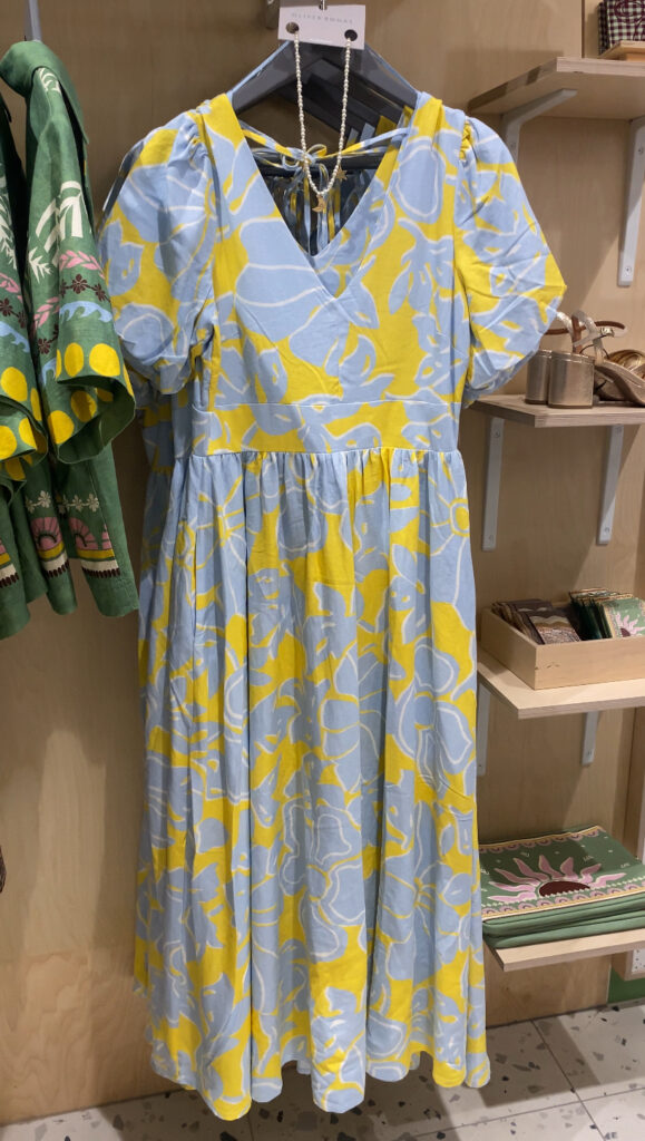 Yellow and Blue Floral V-neck Blend Midi Dress – Oliver Bonas