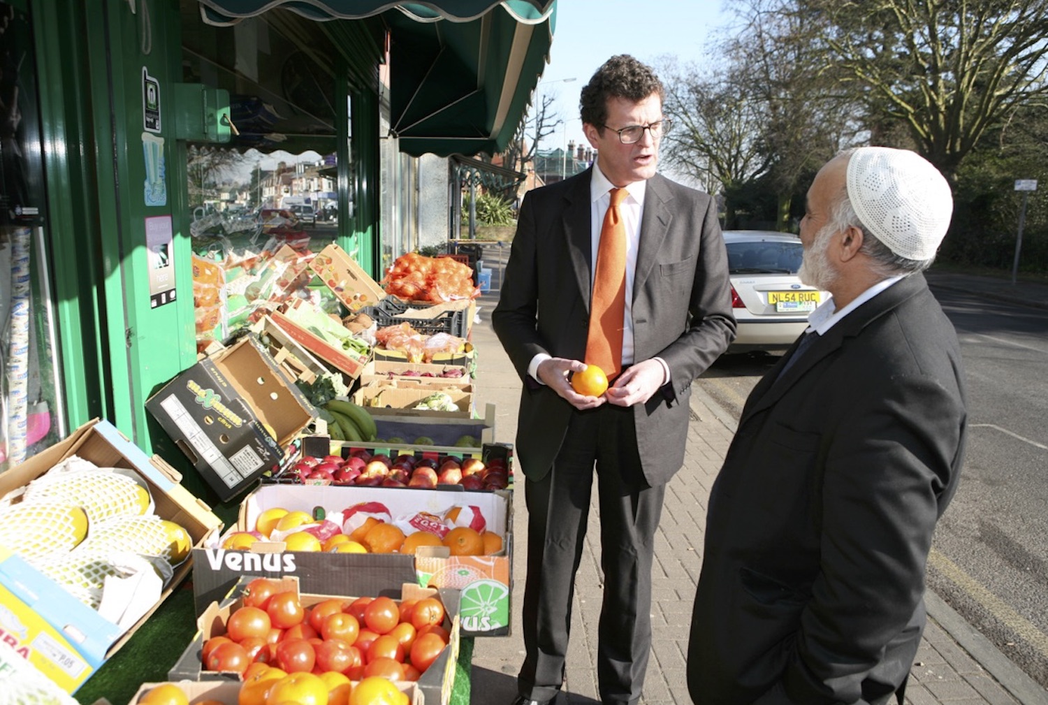 Sandy with Mohammed Akhtar at his former shop in Hatfield Road.