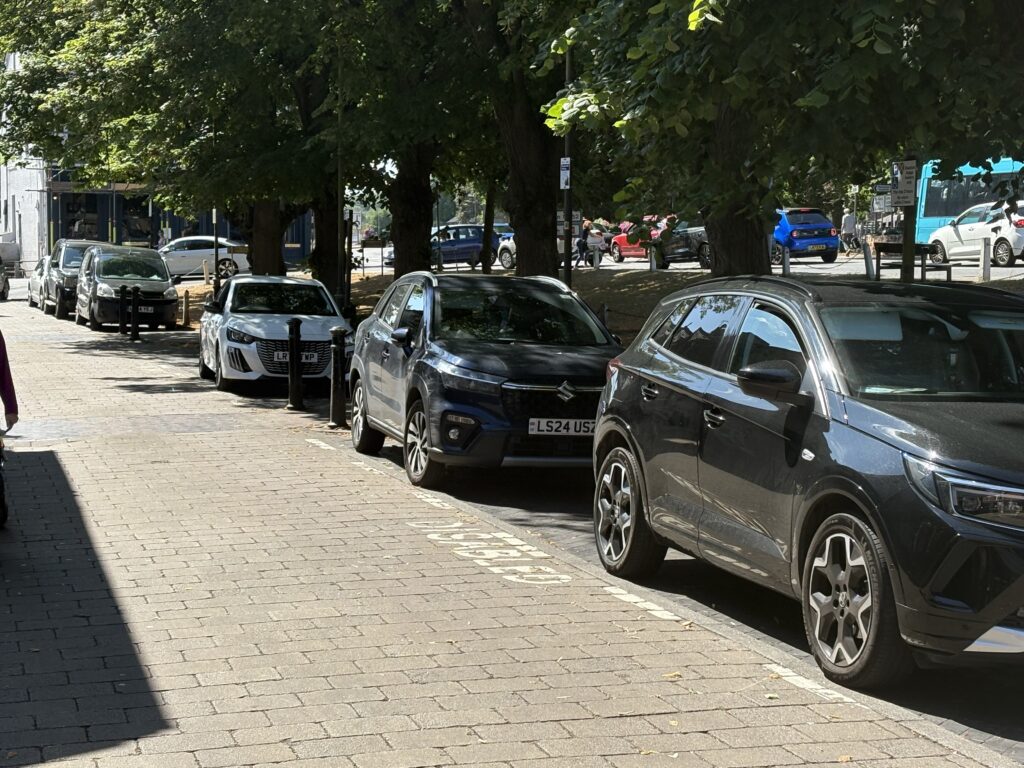 On-street parking in Harpenden.