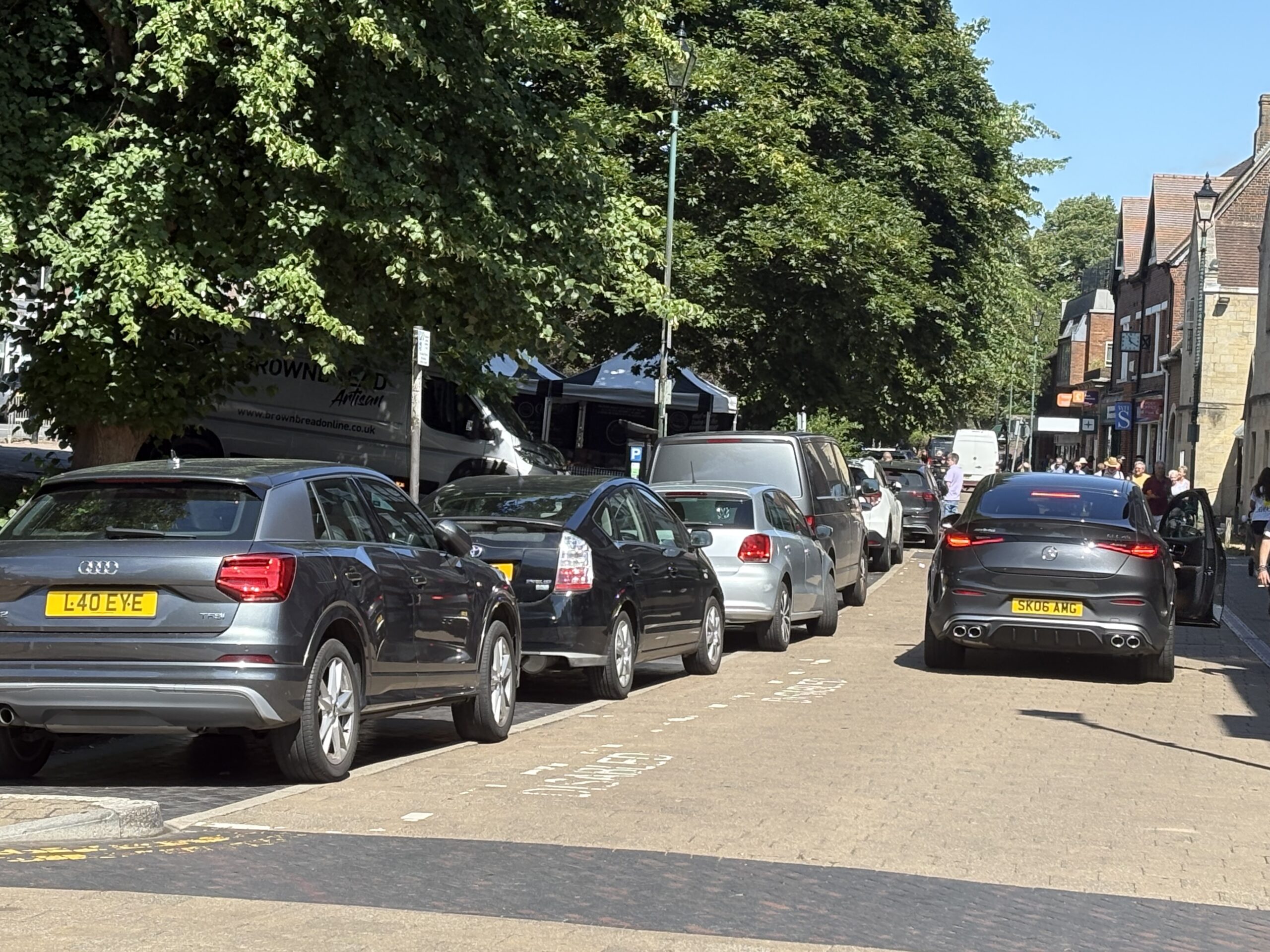 On-street parking in Harpenden.