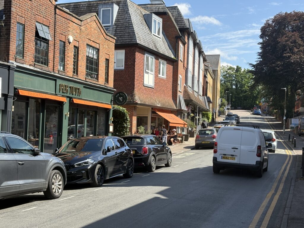 On-street parking in Harpenden.