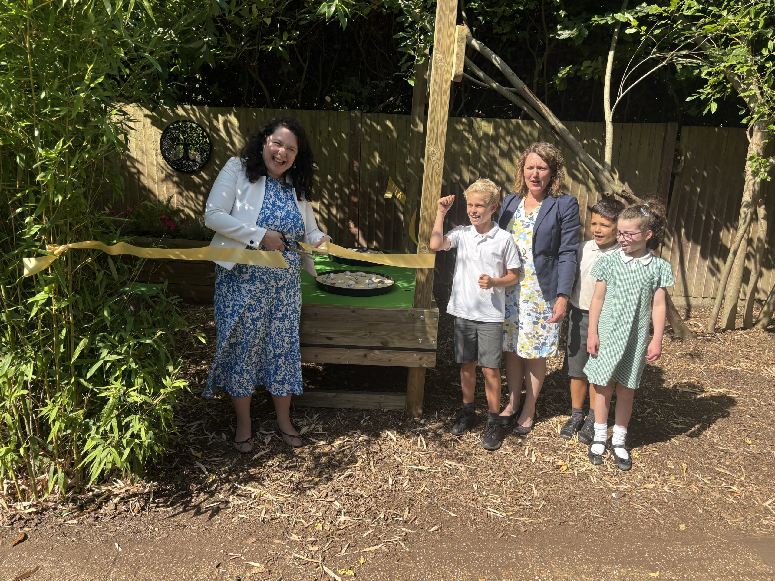 Victoria Collins MP at the opening of St Nicholas' new spiritual garden.