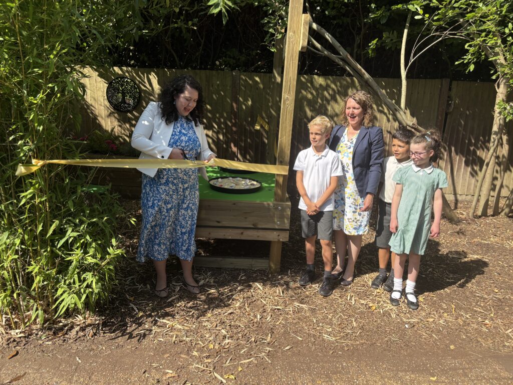 Victoria Collins MP at the opening of St Nicholas' new spiritual garden.