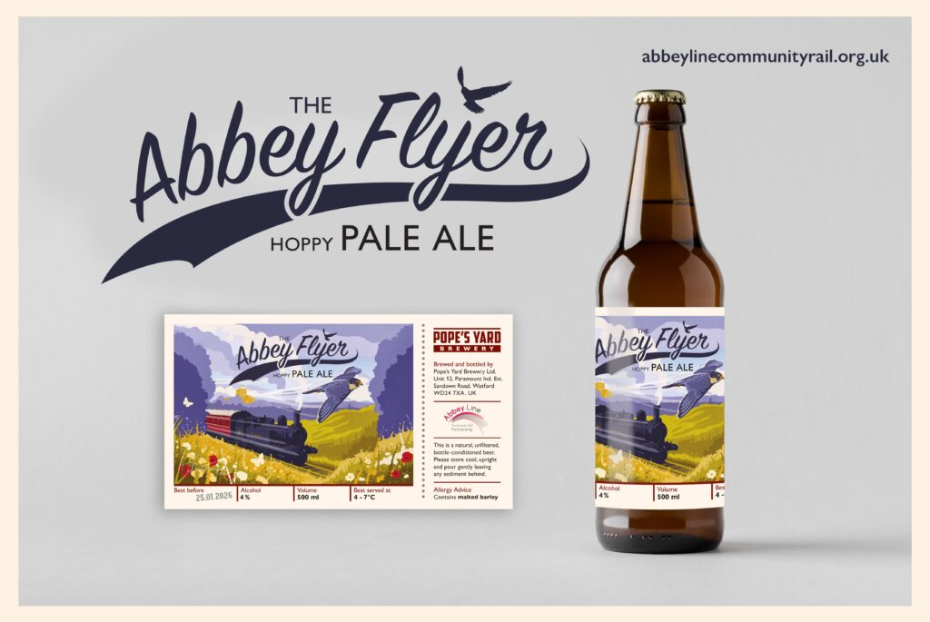 An advertisement for the Abbey Flyer beer.