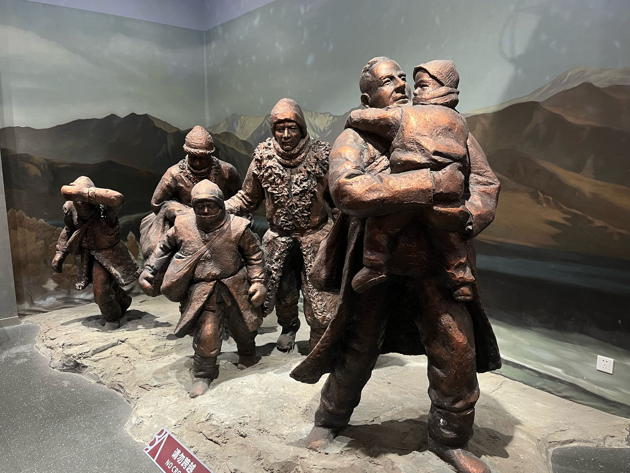 Diorama of Hogg marching 33 boys to safety located in Lanzhou City University, Bailie Campus.