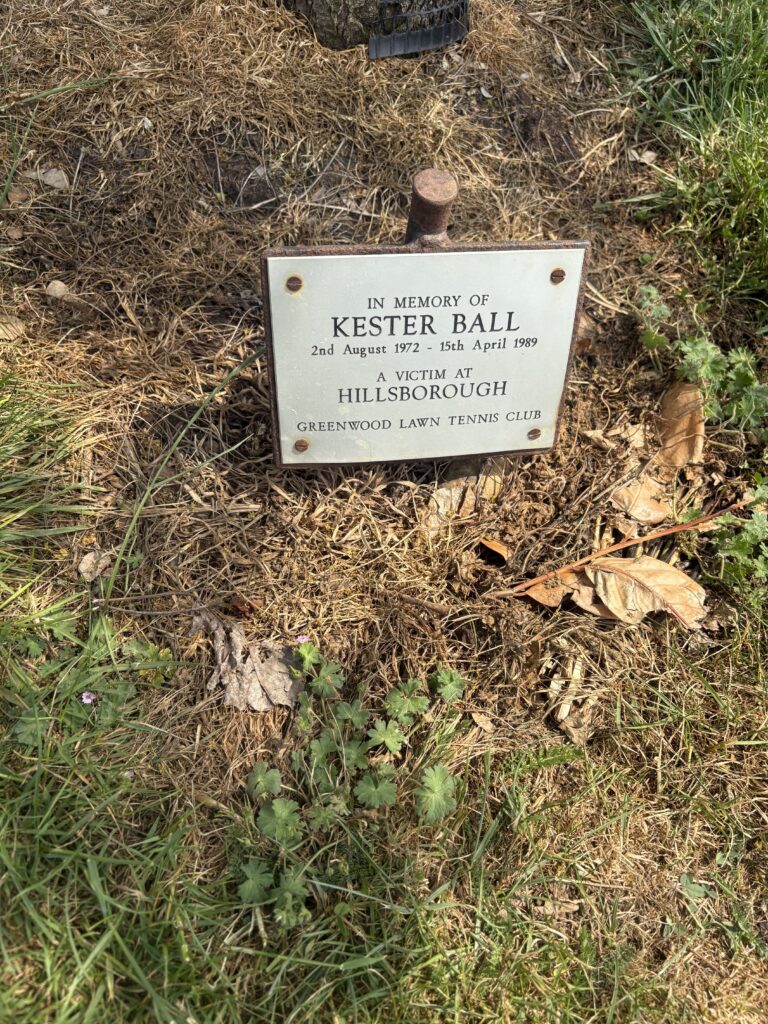The memorial plaque for Kester Ball.