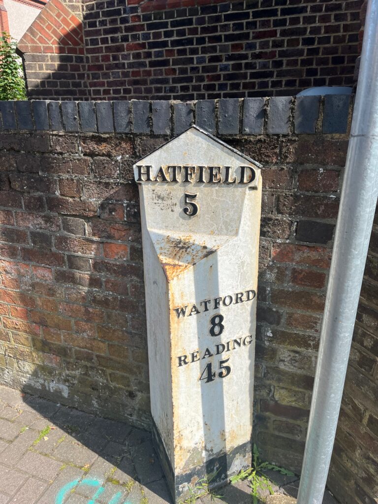 A milestone in Hatfield Road
