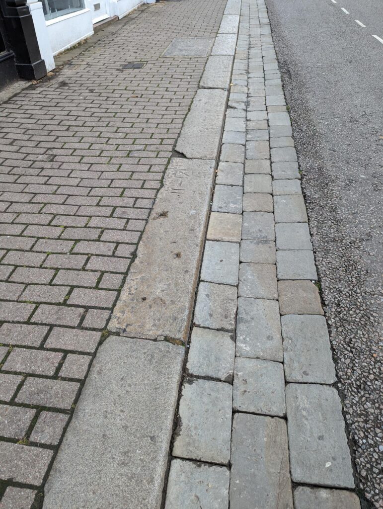 Markings on the street in Market Place.
