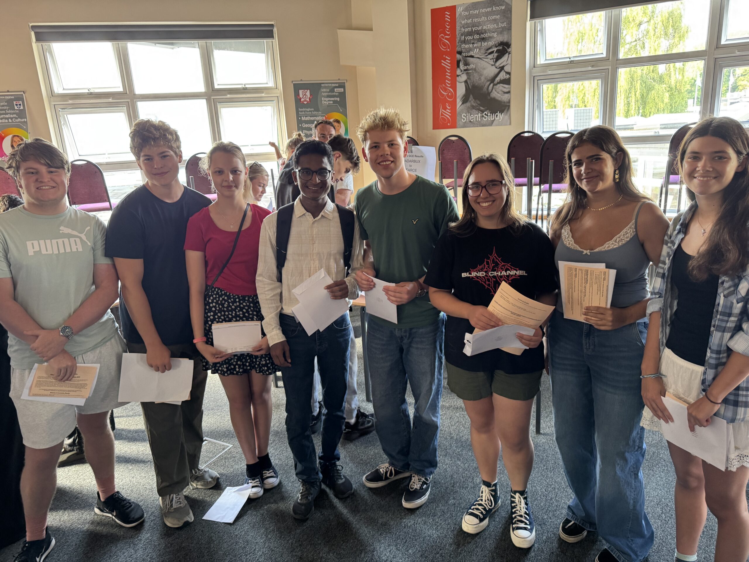 Sandringham sixth formers with their results