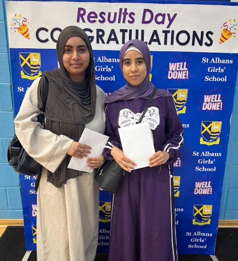 A level results day at St Albans Girls' School.