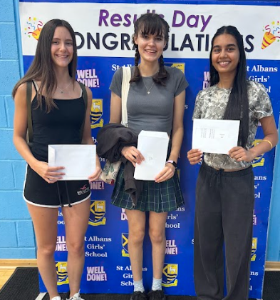 A level results day at St Albans Girls' School.
