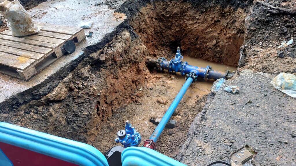 Water pipe repairs near The Marlborough Science Academy.