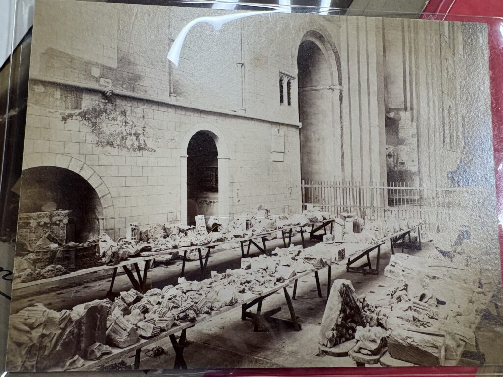 The remains of the Shrine of St Alban discovered being used as infill for walls separating the Lady Chapel from the Abbey church when they were removed in the late 1800s