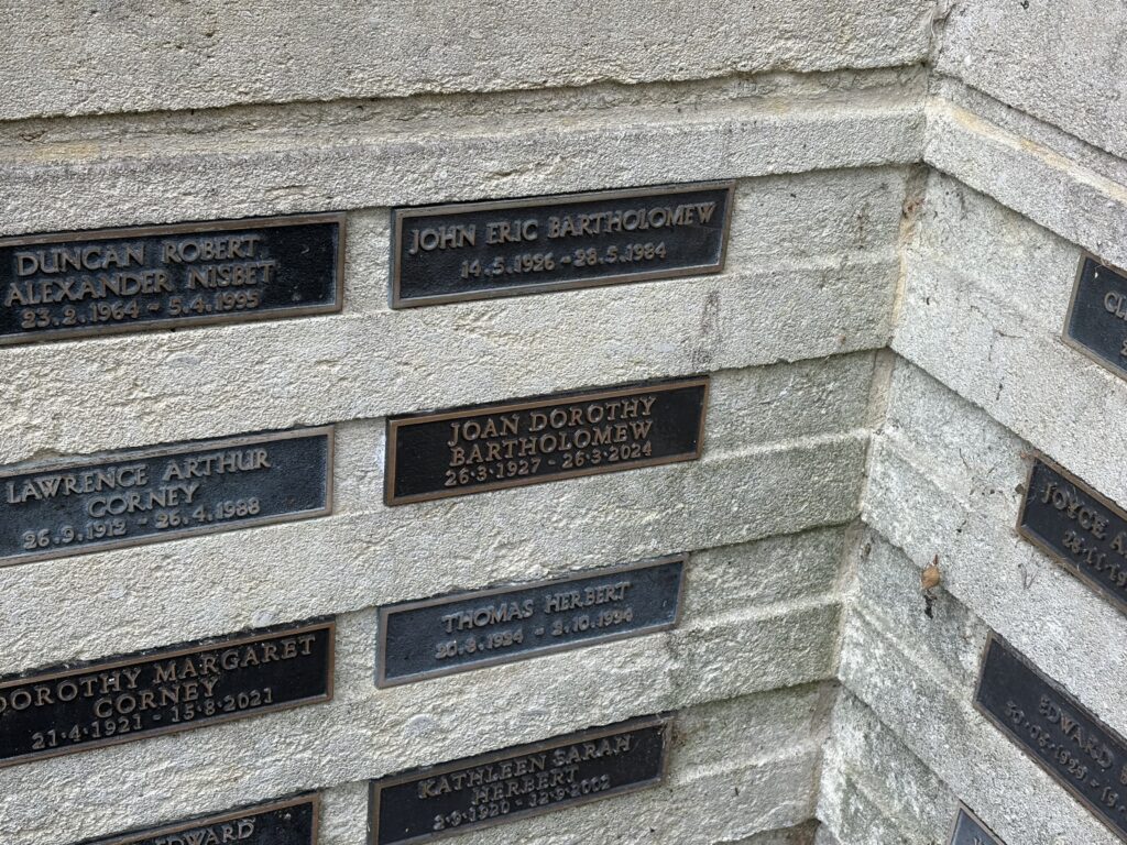 Eric and Joan Morecambe, aka Bartholomew, are remembered on these plaques.