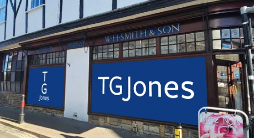 An artist's impression of the TG Jones signs on the Moot Hall building.