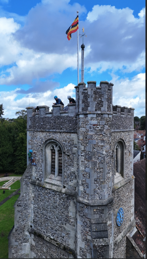 Spotlight on Africa organised a charity abseil down St Nicholas' Church in Harpenden.