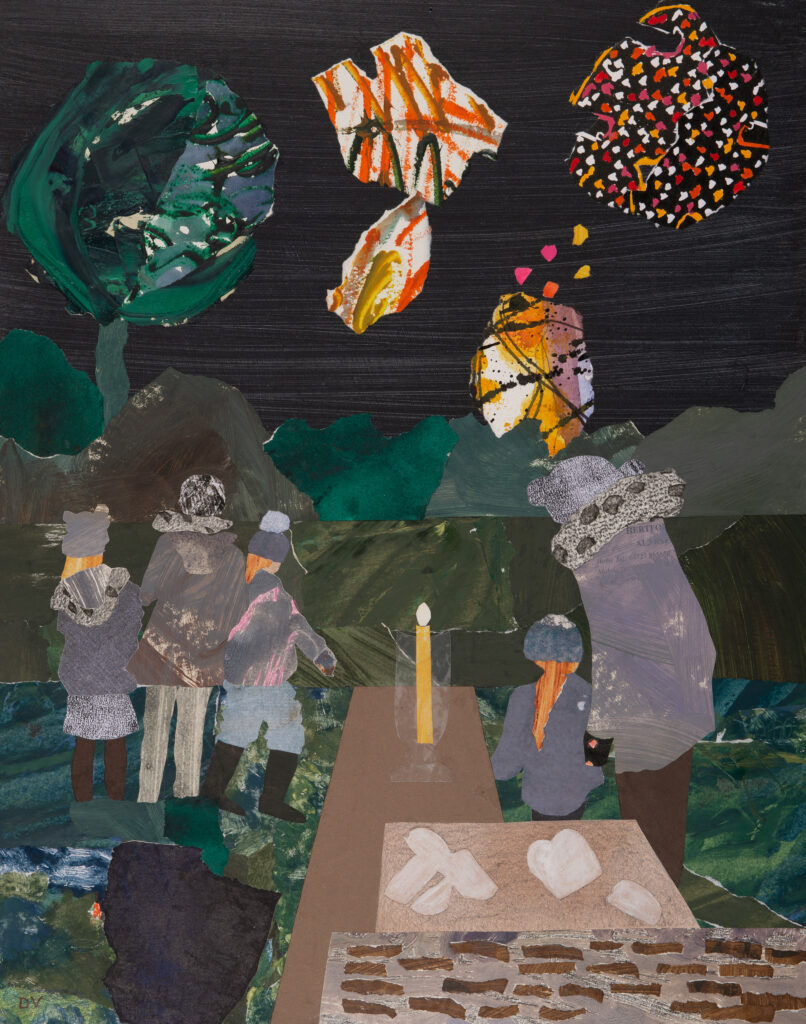 Bonfire Night, collage, 20x16, 51x41cms