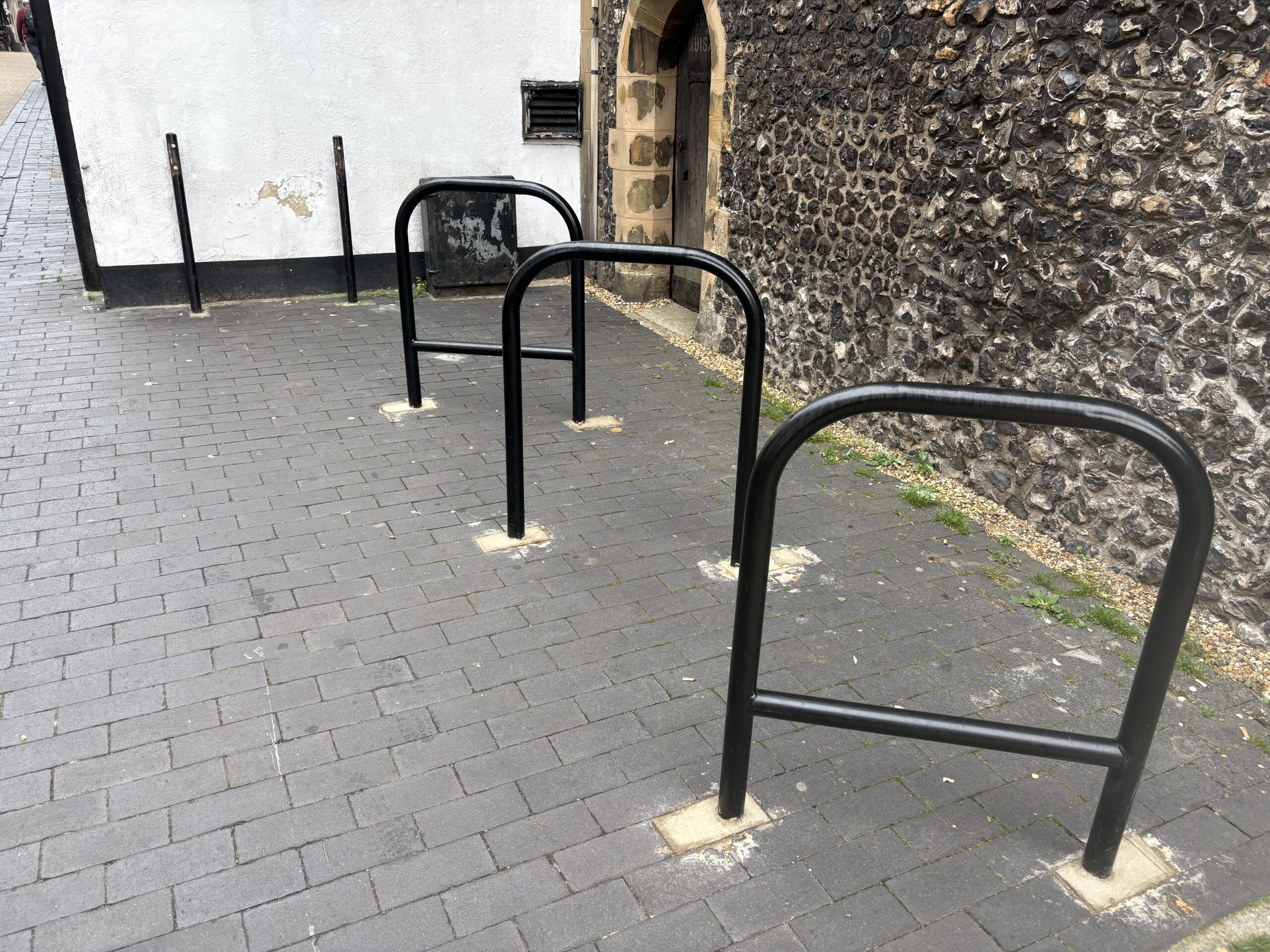 The new bike stands outside the Clock Tower in St Albans conservation area.